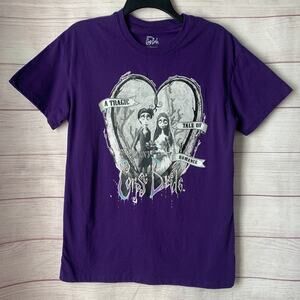Tim Burton Corpse Bride Purple Graphic T-Shirt A TRAGIC TALE OF ROMANCE Size M